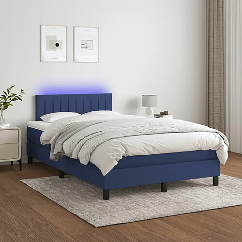 Sommier à lattes LED,Cadre à lattes de lit avec matelas pour Adulte Bleu 120x200 cm Tissu -MN67042