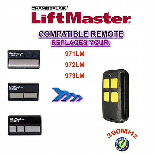 GUPBOO Télécommande Universelle de Rechange pour télécommande Liftmaster 971LM/972