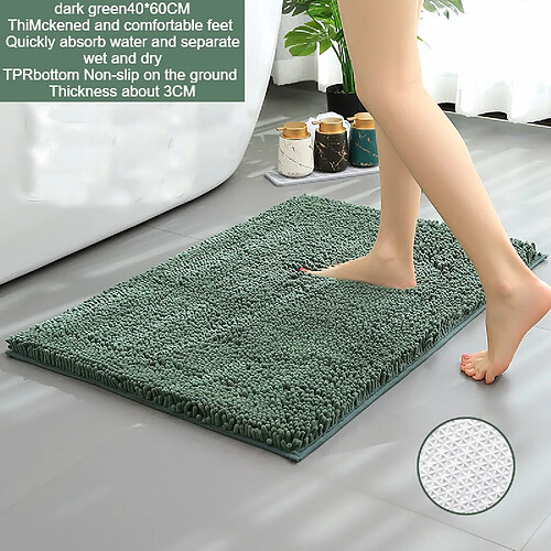 LUUCOZK Tapis de bain antidérapants absorbants à séchage rapide, décoration de salle de bain, fond TPR vert foncé 40x60cm-Taille standard