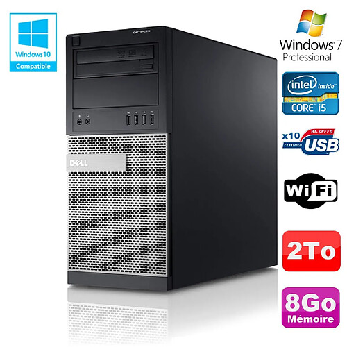 PC Tour Dell Optiplex 790 Intel Core I5 3.1Ghz 8Go Disque 2To DVD WIFI Win 7 · Occasion