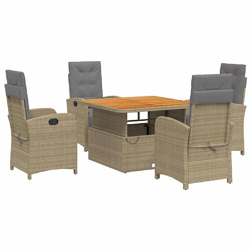 Maison Chic Ensemble à manger d'extérieur 5 pcs avec coussins,Salon de jardin,Mobilier de jardin Beige poly rotin -GKD533645