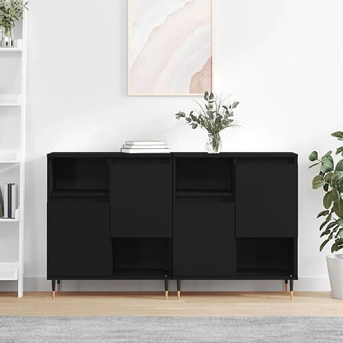 Maison Chic Ensemble de 2 Buffets,commode,console pour rangement noir bois d'ingénierie -MN25811