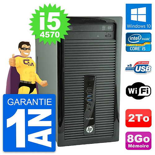 PC Tour HP ProDesk 400 G1 Intel Core i5-4570 RAM 8Go Disque 2To Windows 10 Wifi · Occasion