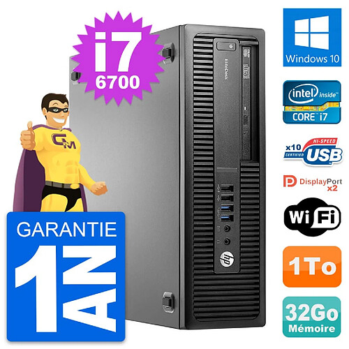 PC HP EliteDesk 800 G2 SFF Intel i7-6700 RAM 32Go Disque 1To Windows 10 Wifi · Occasion