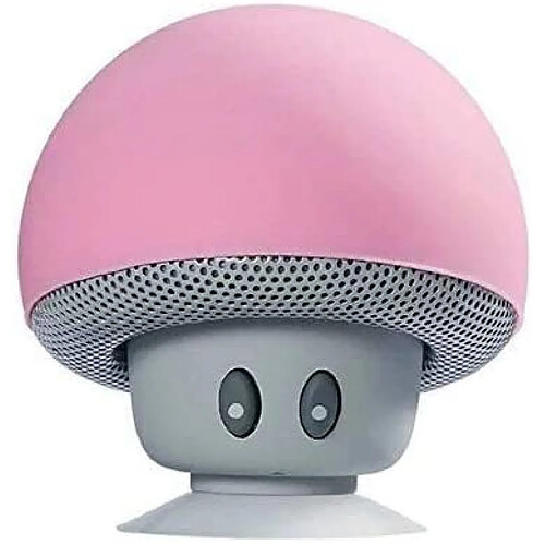 Chrono Mini Mushroom Portable sans Fil Bluetooth V2.1 Haut-Parleur et Support de téléphone Portable avec Ventouse Compatible avec iPad, iPhone, téléphones Android, Ordinateur Portable(Rose)