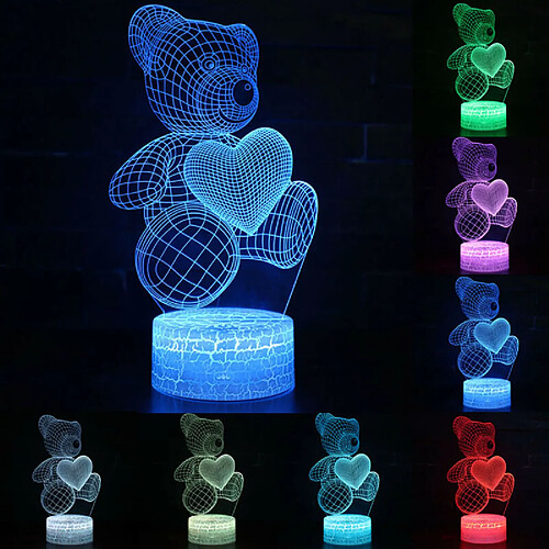 Universal 3D illusion acrylique led veilleuse ours usb tactile chambre enfant lampe de crèche