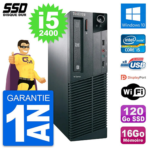 PC Lenovo ThinkCentre M82 SFF Intel i5-2400 RAM 16Go SSD 120Go Windows 10 Wifi · Occasion