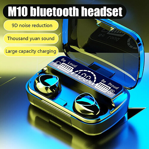 GUPBOO Casque sans fil M10 TWS Casque compatible Bluetooth Casque sans fil 5.1 Écran LED HD Étanche avec micro