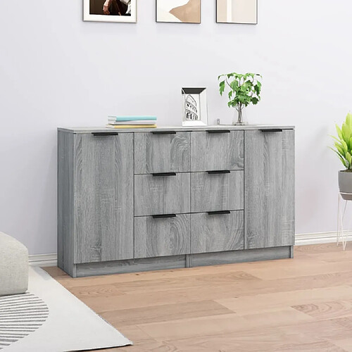 Maison Chic Ensemble de 2 Buffets,commode,console pour rangement Sonoma gris 60x30x70 cm Bois d'ingénierie -MN89036