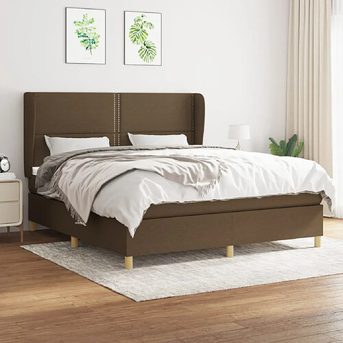 vidaXL Sommier à lattes de lit avec matelas Marron foncé 160x200 cm