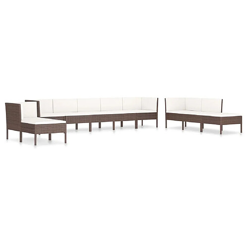 Maison Chic Salon de jardin 10 pcs + coussins - Mobilier/Meubles de jardin - Table et chaises d'extérieur Résine tressée Marron -MN14433