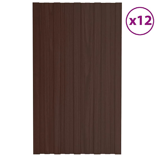 vidaXL Panneaux de toiture 12 pcs Acier galvanisé Marron 80x45 cm