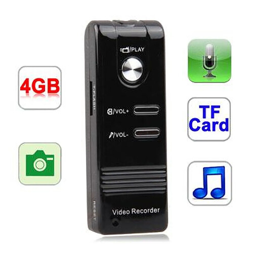 Dictaphone Enregistreur MP3 4GB Caméra TF Card Batterie Rechargeable YONIS