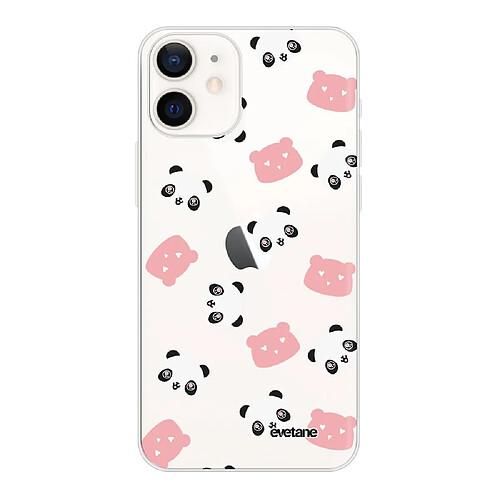 Coque iPhone 12 mini souple transparente Tête de Panda Motif Ecriture Tendance Evetane