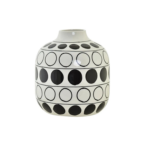 Vase DKD Home Decor Porcelaine Noir Blanc Moderne Cercles (16 x 16 x 18 cm)