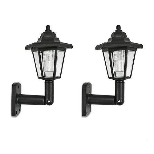 Universal Applique murale d'extérieur solaire LED en fer noir, double lumière de jardin, adaptée au jardin et à l'extérieur