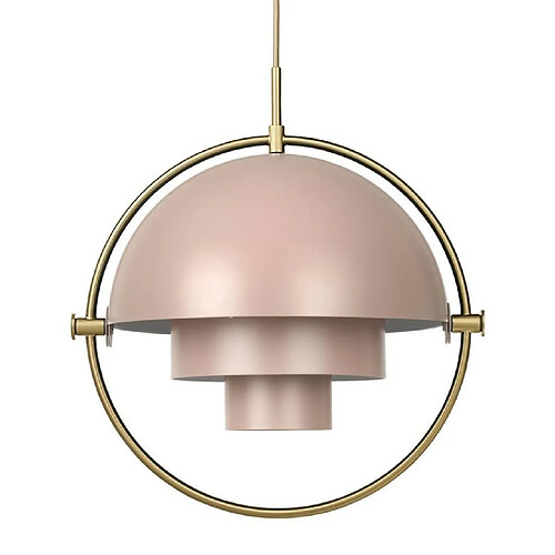 MULTI-LITE-Suspension Métal Ø36cm rose poudré mat laiton doré câble doré GUBI - designé par Louis Weisdorf