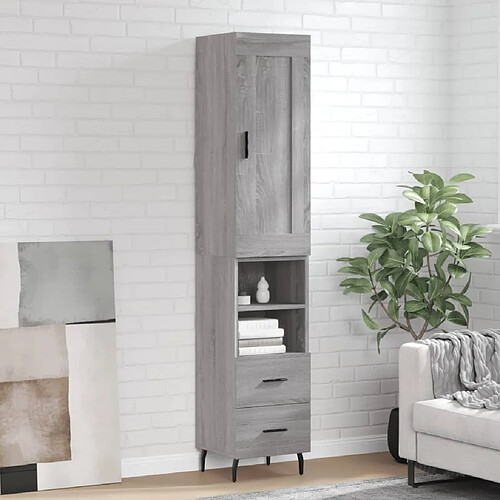 vidaXL Buffet haut Sonoma gris 34,5x34x180 cm Bois d'ingénierie