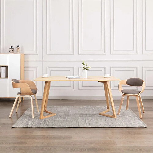 Maison Chic Lot de 2 Chaises à manger modernes,Chaises à dîner bois courbé et tissu taupe -MN24140