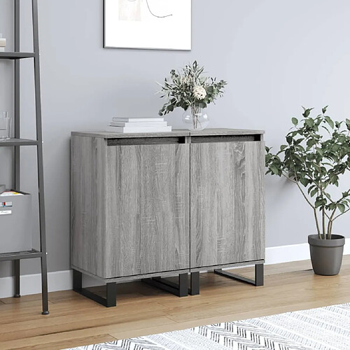 Maison Chic Ensemble de 2 Buffets,commode,console pour rangement sonoma gris 40x35x70 cm bois d'ingénierie -MN98439