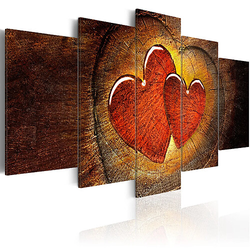 Decoshop26 Tableau toile de décoration murale impression premium en 5 parties sur châssis en bois motif Battement de ton coeur 200x100 cm 11_0012809