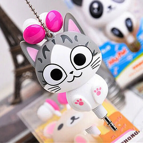 GUPBOO Mignon Chat Oreilles In-Ear Écouteurs Dessin Animé Panda Sweet Home Universel Rétractable Automatique 3.5mm Téléphone Casque