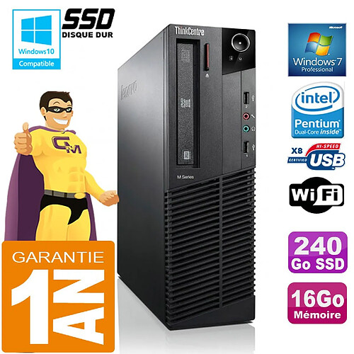 PC Lenovo M92p SFF Intel G630 Ram 16Go Disque 240 Go SSD Graveur DVD Wifi W7 · Occasion