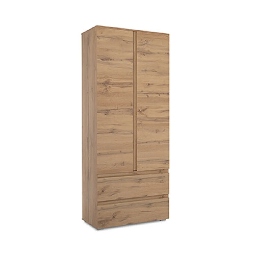 Mes Armoire 2 portes 2 tiroirs 80x40x191 cm chêne - MITZ