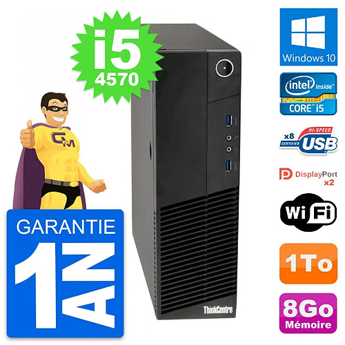 PC Lenovo ThinkCentre M83 SFF Intel i5-4570 RAM 8Go Disque 1To Windows 10 Wifi · Occasion