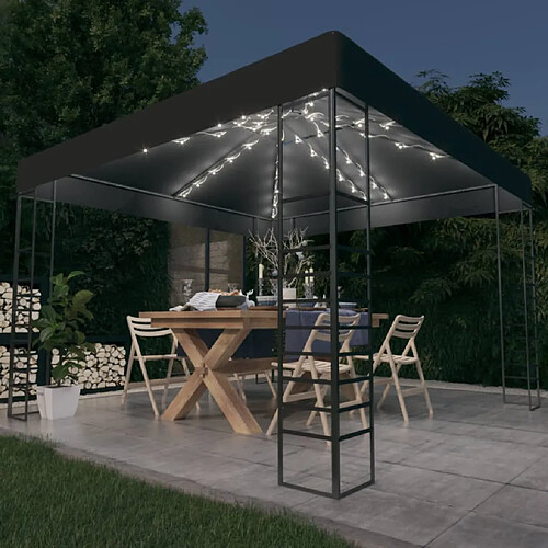 vidaXL Chapiteau de jardin avec lumières LED 3x3 m Anthracite