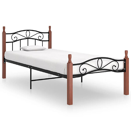 vidaXL Cadre de lit sans matelas noir métal bois chêne 100x200 cm