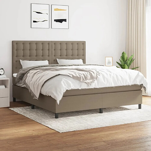 vidaXL Sommier à lattes de lit avec matelas Taupe 180x200 cm Tissu