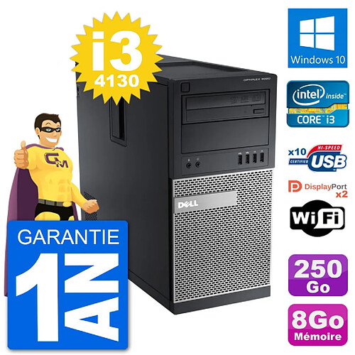 PC Tour Dell 9020 Intel Core i3-4130 RAM 8Go Disque Dur 250Go Windows 10 Wifi · Occasion