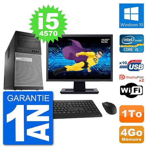 PC Tour Dell 9020 Ecran 22" Intel i5-4570 RAM 4Go Disque 1To Windows 10 Wifi · Occasion