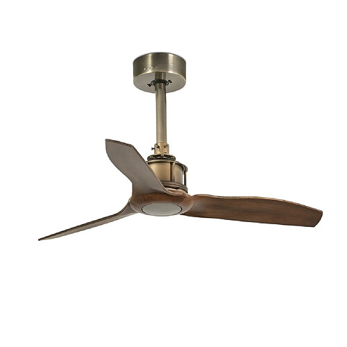 Faro Barcelona Vieux Or, Ventilateur De Plafond En Bois 81cm Smart - Télécommande Inclus