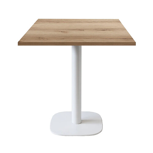 Restootab Table 70x70cm - modèle Round pied blanc chêne delano