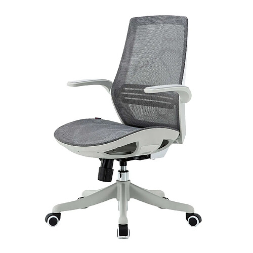 Mendler Chaise de bureau HWC-J91, dossier ergonomique en forme de S, soutien de la taille, accoudoir relevable ~ gris