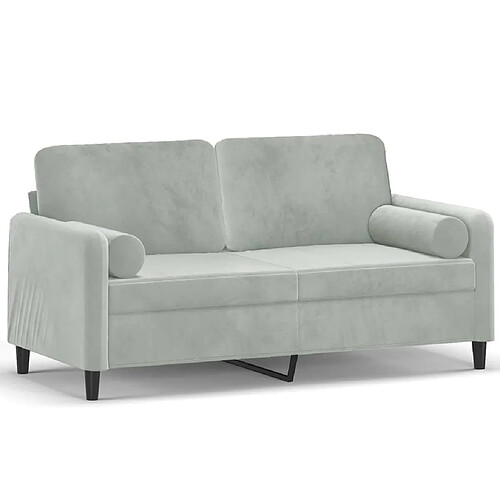 Maison Chic Canapé 2 places avec oreillers,Sofa de Salon,Canapé droit gris clair 140 cm velours -GKD310002