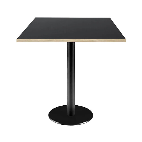 Restootab Table 70x70cm - modèle Rome noir avec chants bois