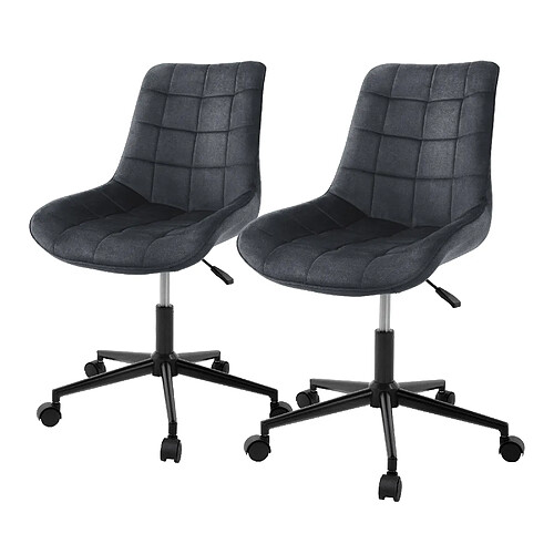 ML-Design 2x Chaise de bureau pivotante à 360° gris en velours tabouret pour salon travail