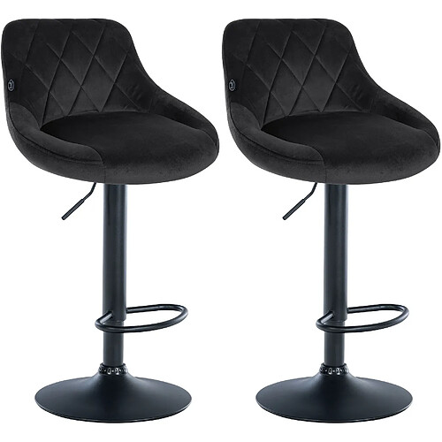 Non Lot de 2 tabourets de bar Lazio velours noir