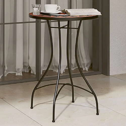 vidaXL Table de bistro mosaïque terre cuite blanc Ø50x70 cm céramique