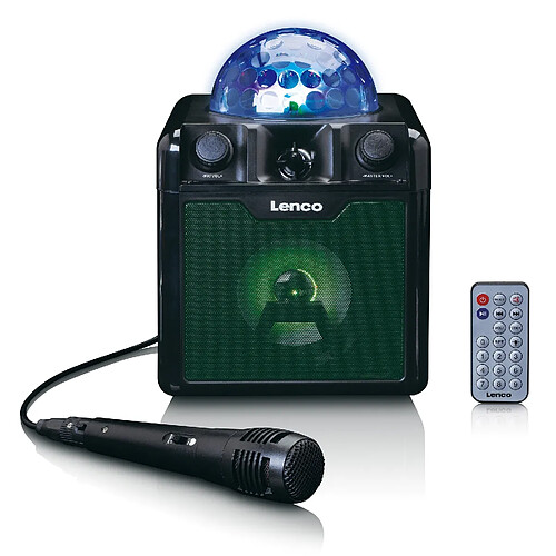 Lenco HAUT-PARLEUR BT AVEC LUMIÈRES, USB, SD, RC, MIC, AC NOIR