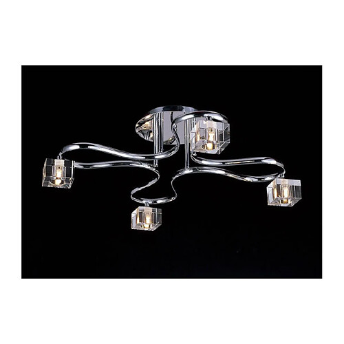 Luminaire Center Semi Plafonnier Sisco rond 4 Ampoules chrome poli