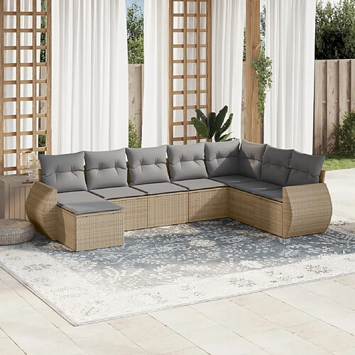 vidaXL Salon de jardin avec coussins 8 pcs beige résine tressée