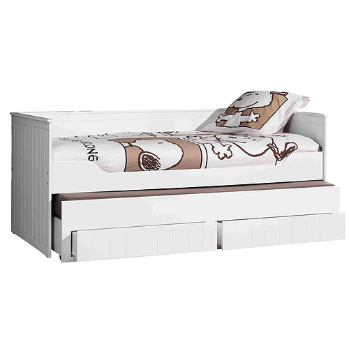 VIPACK Lit capitaine 90x200 Sommier Inclus Robin - Blanc