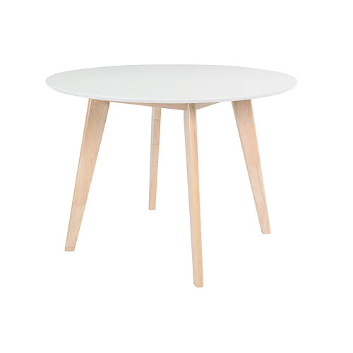 Miliboo Table ronde blanc et bois D100 cm LEENA