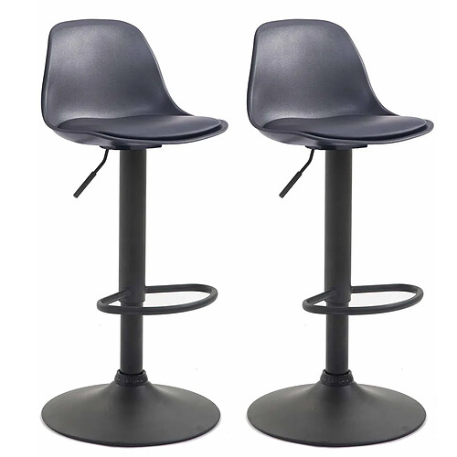 Non Lot de 2 tabourets de bar Kiel plastique noir