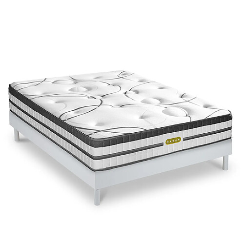 MAISON AUBERTIN Sommier Blanc + matelas Ressorts 140x190