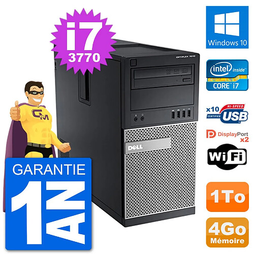 PC Tour Dell 7010 Intel Core i7-3770 RAM 4Go Disque Dur 1To Windows 10 Wifi · Occasion